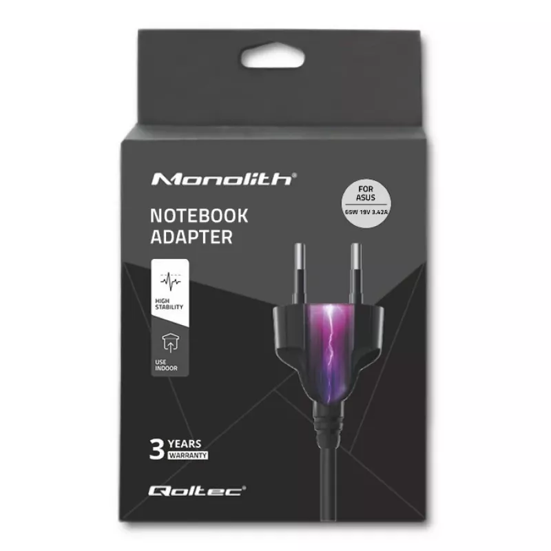 Qoltec klēpjdatora barošanas bloks ASUS 65W 3.42A 19V 5.5x2.5 50018.65W