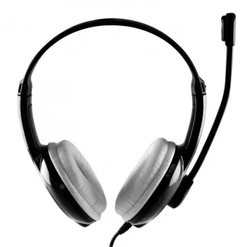 Austiņas MEDIA-TECH MT3573 vadu binaural salokāmas ar mikrofona sviru, 1,9 m kabelis, USB, melnas