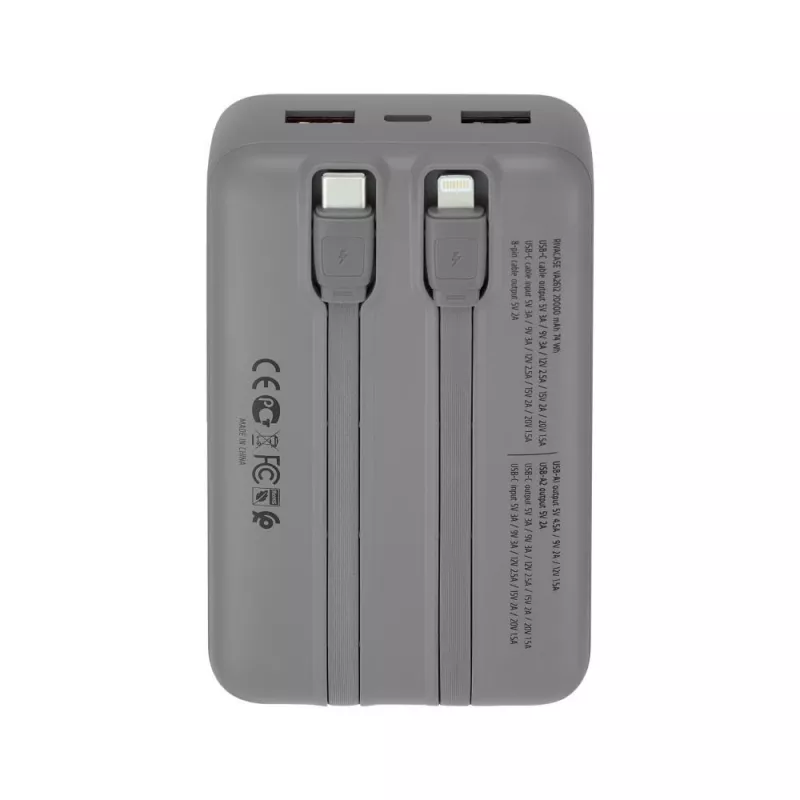 Ārējais akumulators Rivacase VA2612 — 20000mAh pārnēsājams USB lādētājs ar vairākiem USB portiem