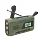 Portable FM radio MANTA RDI401G with solar panel, dynamo crank, 4000–4500mAh battery, 5V USB output, 3W, flashlight