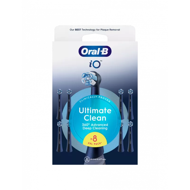 Oral-B iO Ultimate Clean rezerves zobu birstes galviņas, melnas, 8 gab.