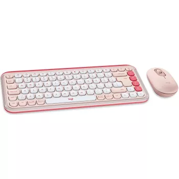 Logitech POP Icon Combo - Tastatūras un peles komplekts - Bezvadu - Bluetooth LE - QWERTY - US International - rozā, baltā (920-013142)