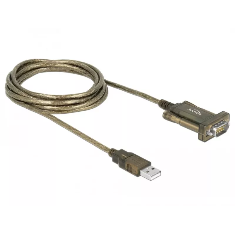 Seriālais kabelis DeLOCK 64073 USB Type-A DB-9 caurspīdīgs 2 m