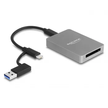 DeLOCK USB Type-C karšu lasītājs CFexpress XQD Alumīnija Pelēks 10000 Mbit/s