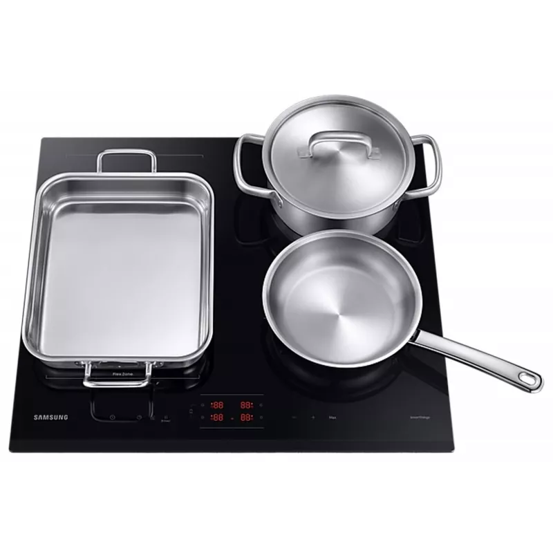 Iebūvējamā plīts virsma Samsung NZ64B5045GK/U2, indukcija, 4 gatavošanas zonas, Flex Zone, SmartThings Cooking, automātiska savienojamība, 60 cm, melna