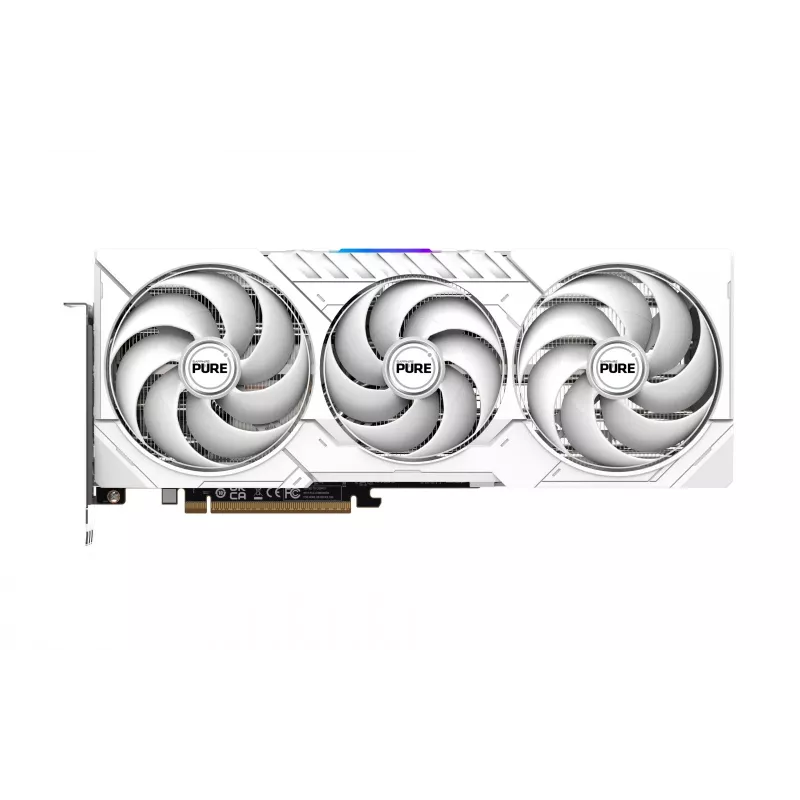 Grafikas karte Sapphire Radeon RX 9070 XT — 16 GB GDDR6, PCIe 5.0, 256-bit, 320 mm, 3 slotu, balta