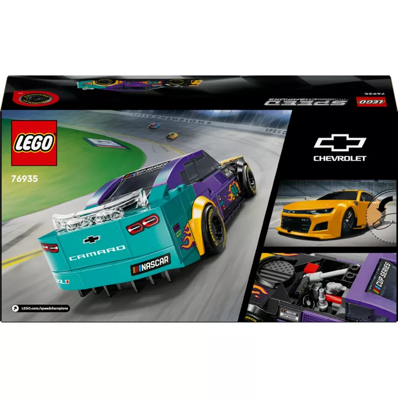 Konstrukciju rotaļlieta LEGO Speed Champions 76935 NASCAR Next Gen Chevrolet Camaro ZL1, 328 detaļas, 1 minifigūriņa, vecums 9+