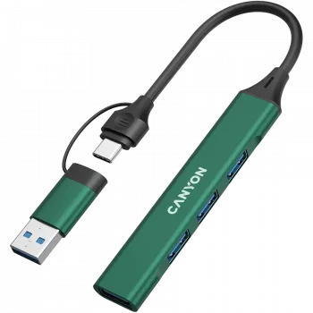 CANYON centrmezgls DS-02 4in1 USB-A/C Zaļš