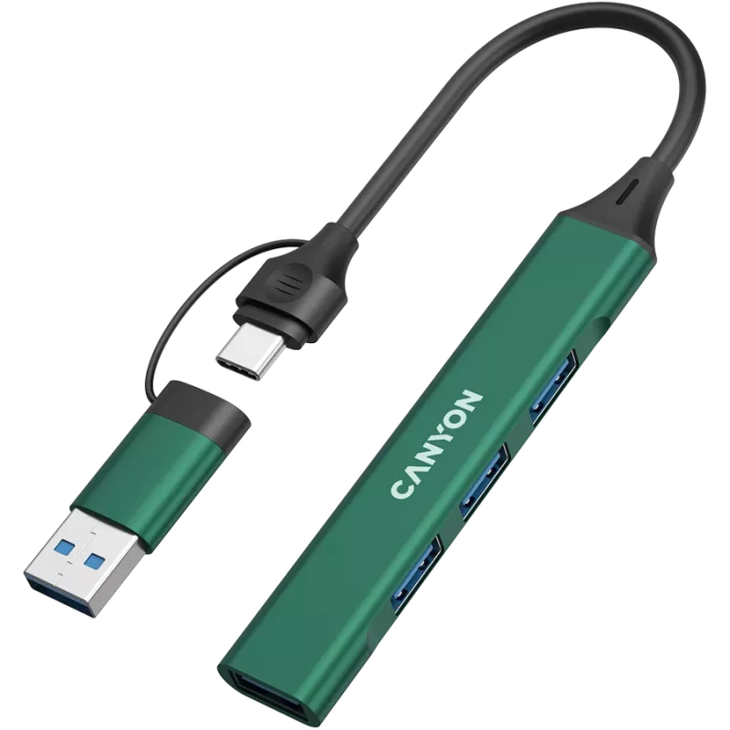 CANYON centrmezgls DS-02 4in1 USB-A/C Zaļš