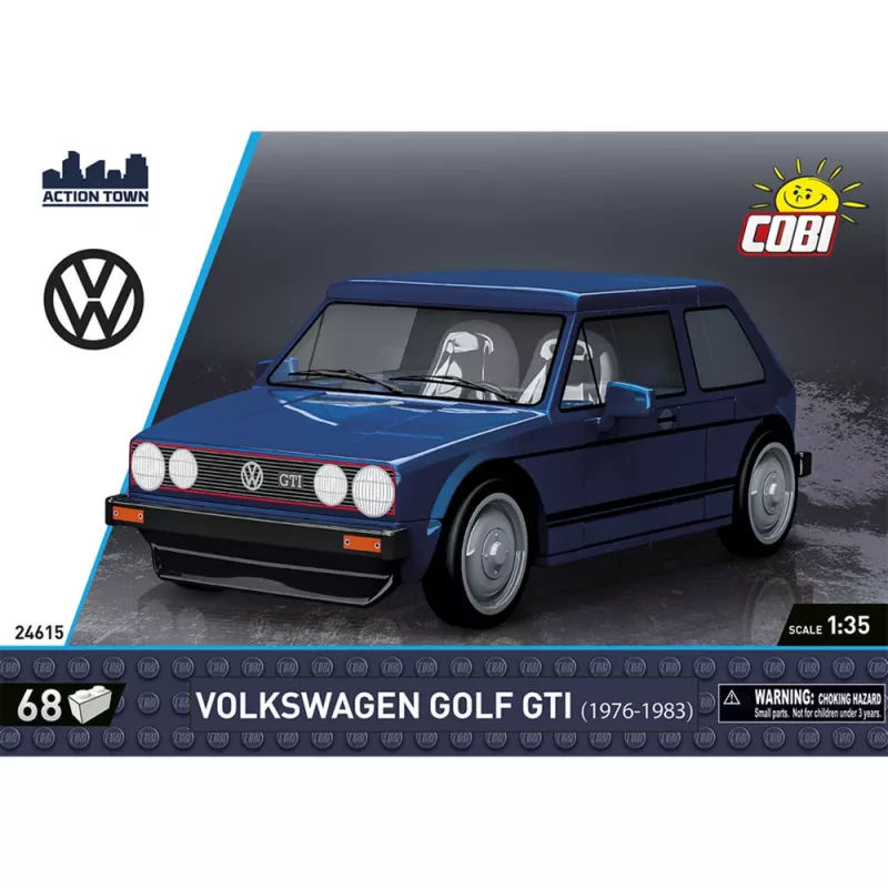 Cobi Volkswagen Golf GTI (1976–1983) konstruktors, zils, 1:35, 68 detaļas