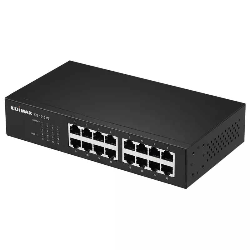 Edimax GS-1016 V2 tīkla slēdzis, pārvaldāms, Gigabit Ethernet (10/100/1000), melns