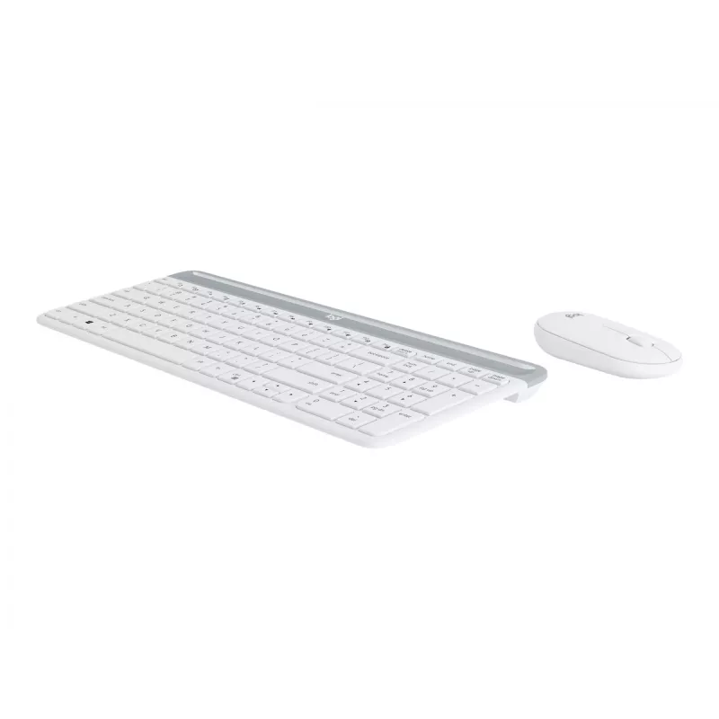 Logitech Slim Wireless Combo MK470 - Tastatūras un peles komplekts - Bezvadu - 2,4 GHz - Spāņu - Baltā krāsā (920-009199)
