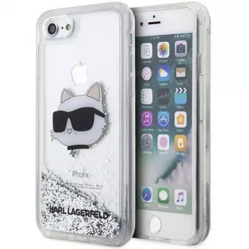Karl Lagerfeld | Oriģinālais maciņš IPHONE SE 2022/SE 2020/7/8 Karl Lagerfeld Cietais maciņš ar Glitter Choupette galviņu (KLHCI8LNCHCS)