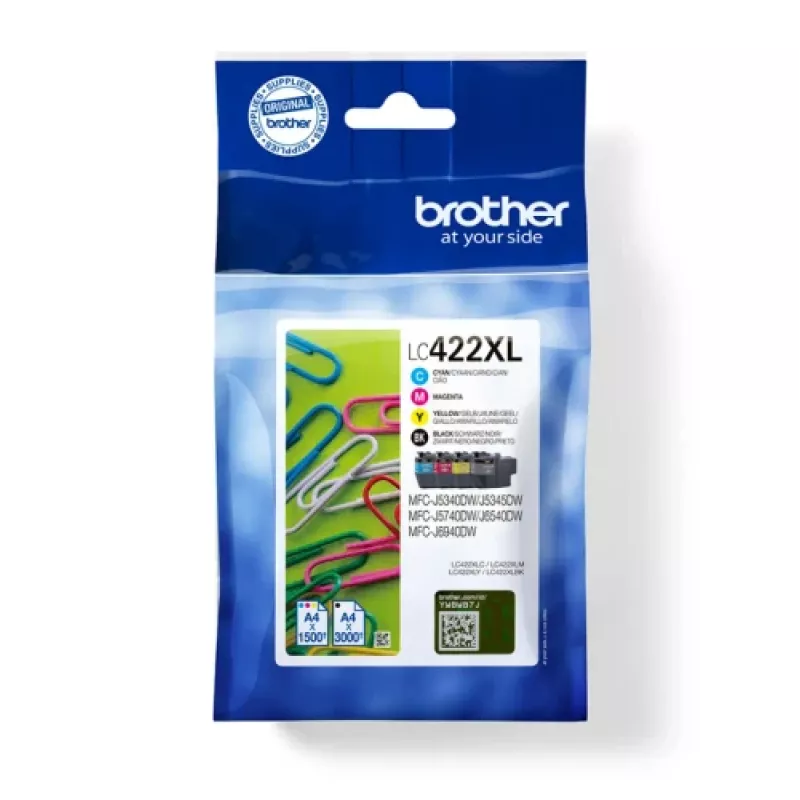 Brother LC422XLVALDR tintes kasetne 4 gb. Oriģināla Augsta (XL) ražība Melna, Ciāna, Fuksīna, Dzeltena