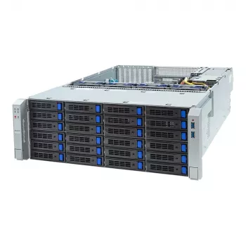 4U statīvu serveris GIGABYTE S453-S70-AAV1 — divu ligzdu LGA4677, DDR5, 16 DIMM, 38× 2,5 collu/M.2, 1600 W lieka barošanas bloka (80 PLUS Titanium)