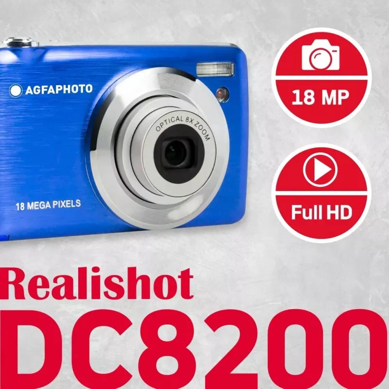Agfa Photo DC8200 Zils + Maciņš + SD karte 16GB