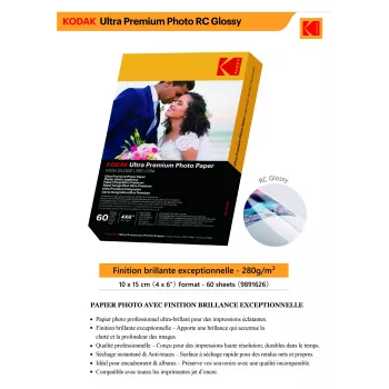 Kodak Ultra Premium fotopapīrs 280g augsts spīdums 10 x 15 cm 60 loksnes
