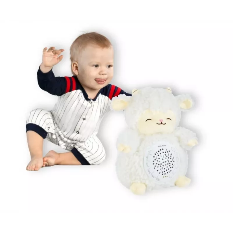 Mīkstā projektora rotaļlieta milly mally Sheep Projector Plush Toy modelis 5664 zīdaiņiem — mīksta naktslampiņa