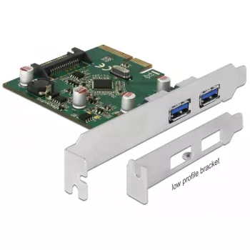 Delock PCI Express x4 karte ar 2 x ārējiem USB 3.1 Gen 2 Type-A ligzdām (90298)