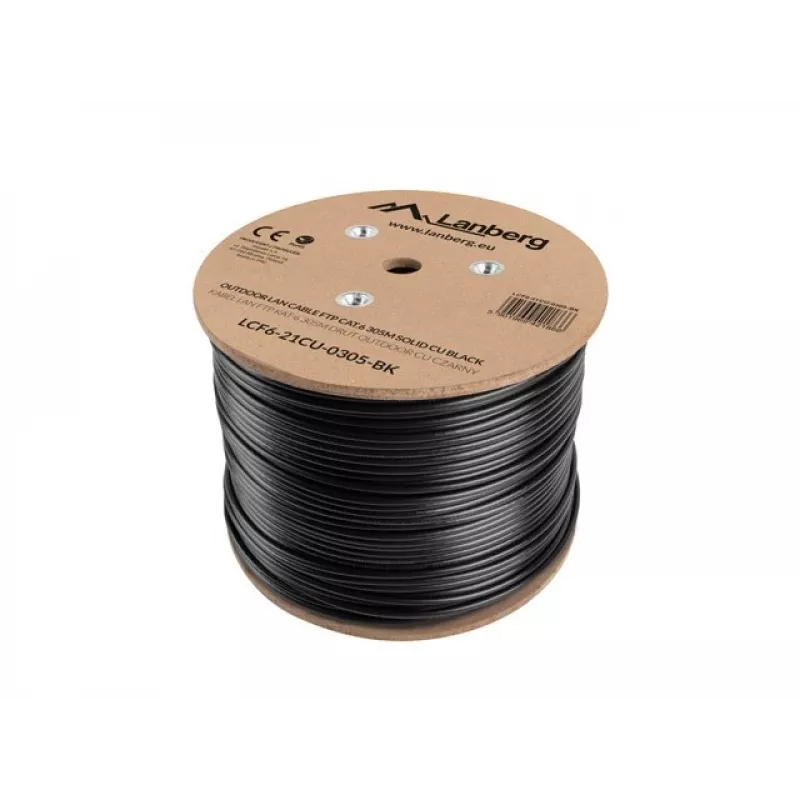 Lanberg LCF6-21CU-0305-BK tīkla kabelis melns 305 m Cat6 F/UTP (FTP) āra