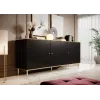 GLAMOUR kumode 180x40x75,5 cm, melna matēta + zelta