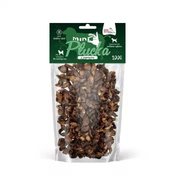 Suņu kārumi SYTA MICHA Mini jēra plaušas 100 g — vienas sastāvdaļas hipoalerģisks kārums treniņiem