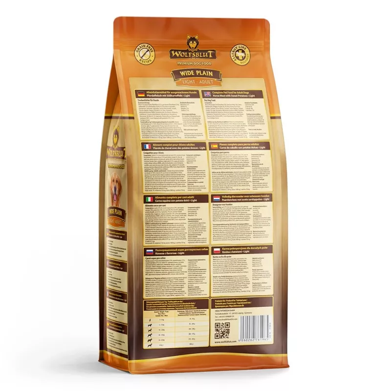 WOLFSBLUT Wide Plain Light Horse ar saldajiem kartupeļiem - sausā suņu barība - 2kg
