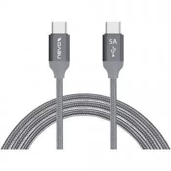 USB kabelis Nevox 1654 USB 2.0 2m USB C pelēks sudrabains