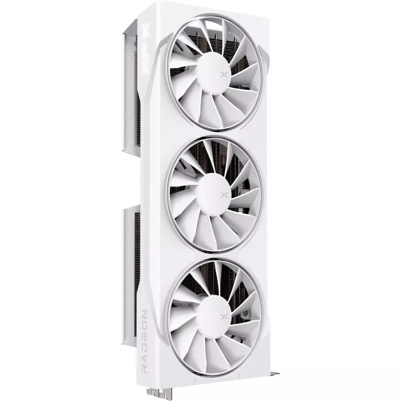 Grafikas karte XFX Radeon RX 9070 XT — 16 GB GDDR6, 256-bit, PCIe x16, 2400 MHz, 3 ventilatori balta, 325×65 mm