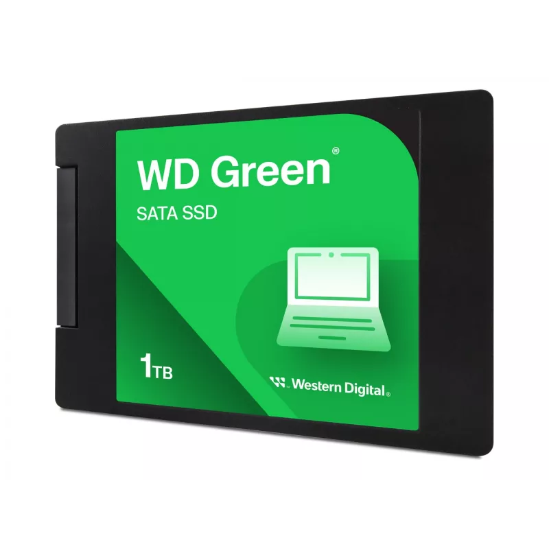 WD WDS100T3G0A-00BJG0 Storage Drive Green ir cietvielu disks (SSD) no WD. Izceļas ar zaļu apdari, 2,5 inch formas faktoru un 2,5 inch displeja diagonāli.