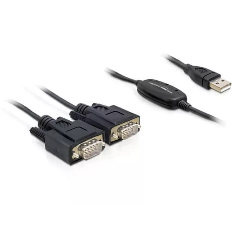 Seriālais kabelis DeLOCK 2x RS232/USB 2.0 melns 61886