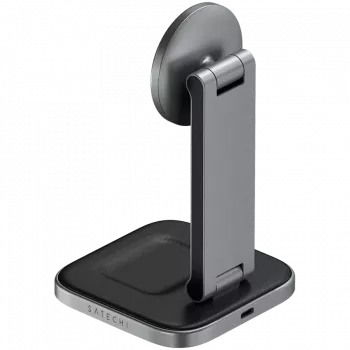 SATECHI 3-in-1 salokāms Qi2 bezvadu uzlādes statīvs (Space Gray) ar A, C, G tipa spraudņiem