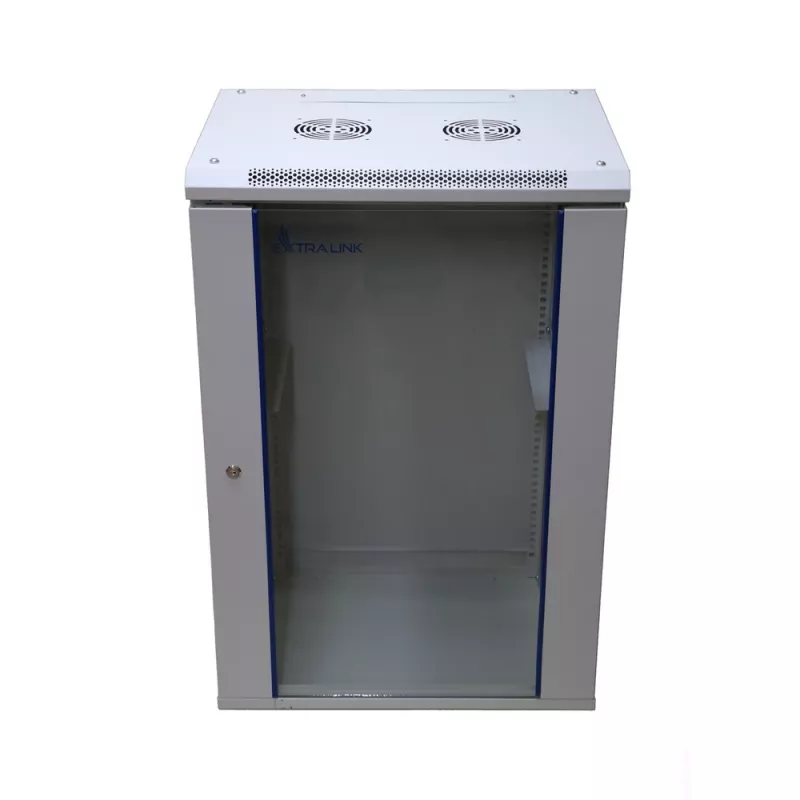 Pie sienas stiprināms statīvs Extralink Rackmount skapis 18U 600x600 pelēks atslēgas slēdzene