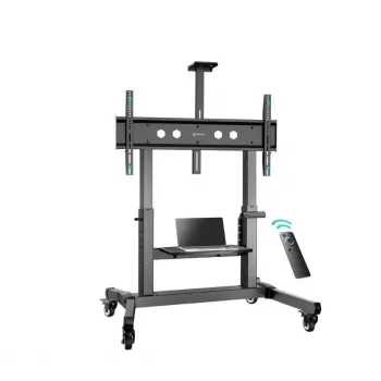 TV statīvs ONKRON TS1991E-B mobilais grīdas statīvs 55–100 collu televizoriem, melns, augstums 1100–1600 mm, 130 kg, VESA līdz 1000×600