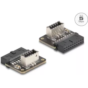 DeLOCK 67239 kabeļa dzimuma pārveidotājs 19-pin USB USB Type-E Melns Nerūsējošais tērauds