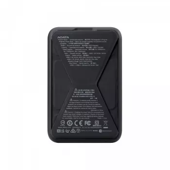 ADATA PR100-12BK ārējais akumulators Litija polimēru (LiPo) 10000 mAh Bezvadu uzlāde Melna