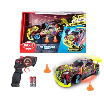 Ar vadību vadāma automašīna Dickie Tornado Drift RTR 2.4 GHz — gatava braukšanai drift automašīna