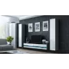 TV skapis Cama Meble VIGO NEW 30/140/40 — 1400×400×300 mm, pelēka virsma, skaidu plātne, pelēks rāmis, baltas spīdīgas durvis
