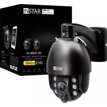 IP kamera Instar IN-9820 4K — melna, 180° redzes lauks