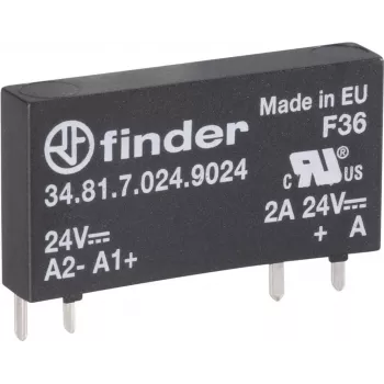 Finder cietvielu PCB relejs, 34. sērija 34.81.7.060.9024, slodzes strāva 2 A, pārslēgšanas spriegums 24 V līdzstrāva (34.81.7.060.9024)