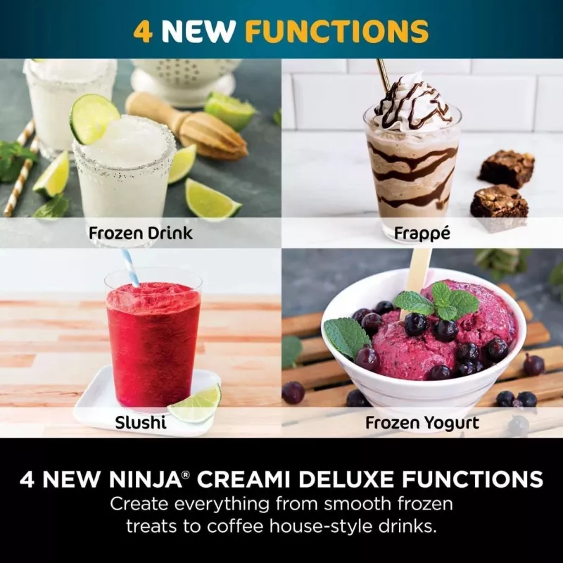 Ninja Creami Deluxe NC502CH, Ice Cream and Ice Maker, Melns