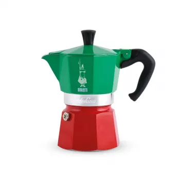 Moka katliņš Bialetti La Mokina 0005650 — alumīnija kafijas automāts plītij zaļā/sarkanā/sudraba krāsā