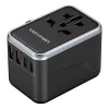 Vention ceļojumu barošanas adapteris FJFB0 65W — 2× USB-C PD/PPS, 2× USB-A (QC/BC), HDMI izeja, alumīnijs/melns