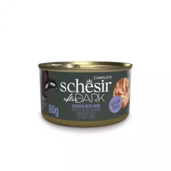 Slapjā kaķu barība Agras Pet Foods Schesir after Dark Complete Brühe 80 g — vista, bezgraudu, bez lipekļa un sojas