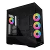 PC Case Lian Li Vector V100 Midi Tower — Melns ar caurspīdīgu paneli, atbalsta 3×120mm sānu + 1×120mm aizmugurējo ventilatoru, 3,5 collu HDD, 2,5 collu SSD, 235,5×446×484,6 mm