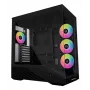 PC Case Lian Li Vector V100 Midi Tower — Melns ar caurspīdīgu paneli, atbalsta 3×120mm sānu + 1×120mm aizmugurējo ventilatoru, 3,5 collu HDD, 2,5 collu SSD, 235,5×446×484,6 mm
