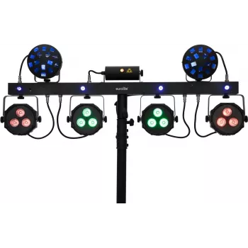 LED PAR gaisma EUROLITE KLS Laser Bar Next FX 51741094 — kompakta skatuves gaisma ar integrētiem lāzer efektiem