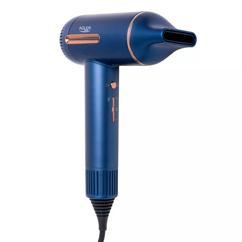 Adler matu žāvētājs | AD 2271 SUPERSPEED | 1500 W | Temperatūras iestatījumu skaits 6 | Jonizācijas funkcija | Difuzora uzgalis | Zila