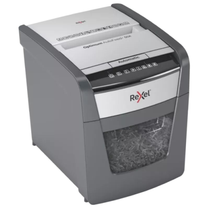 Rexel Optimum AutoFeed+ 50X automātiskais šķērsgriezuma papīra smalcinātājs P4
