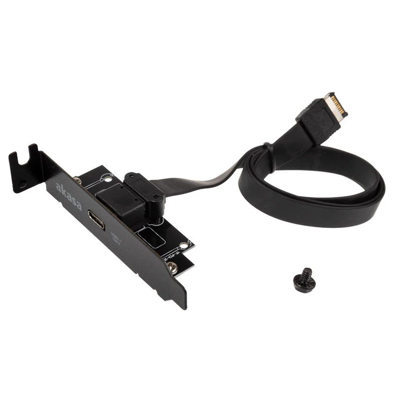 Akasa zemprofila PCI kronšteina adapteris USB 3.1 Type C - melns - Adapteris - Digitāls/datu